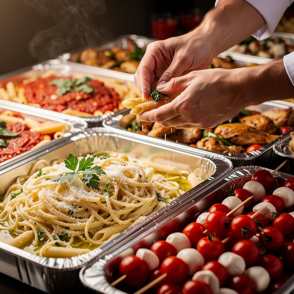 Bella Vista Italian catering presentation with elegant platters for events in Lago Vista, TX